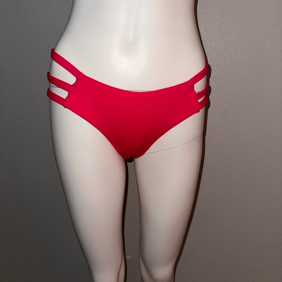 RISE CITY SWIM *Remy* red pink strappy cheeky bikini bottoms L👙 - Picture 2 of 7